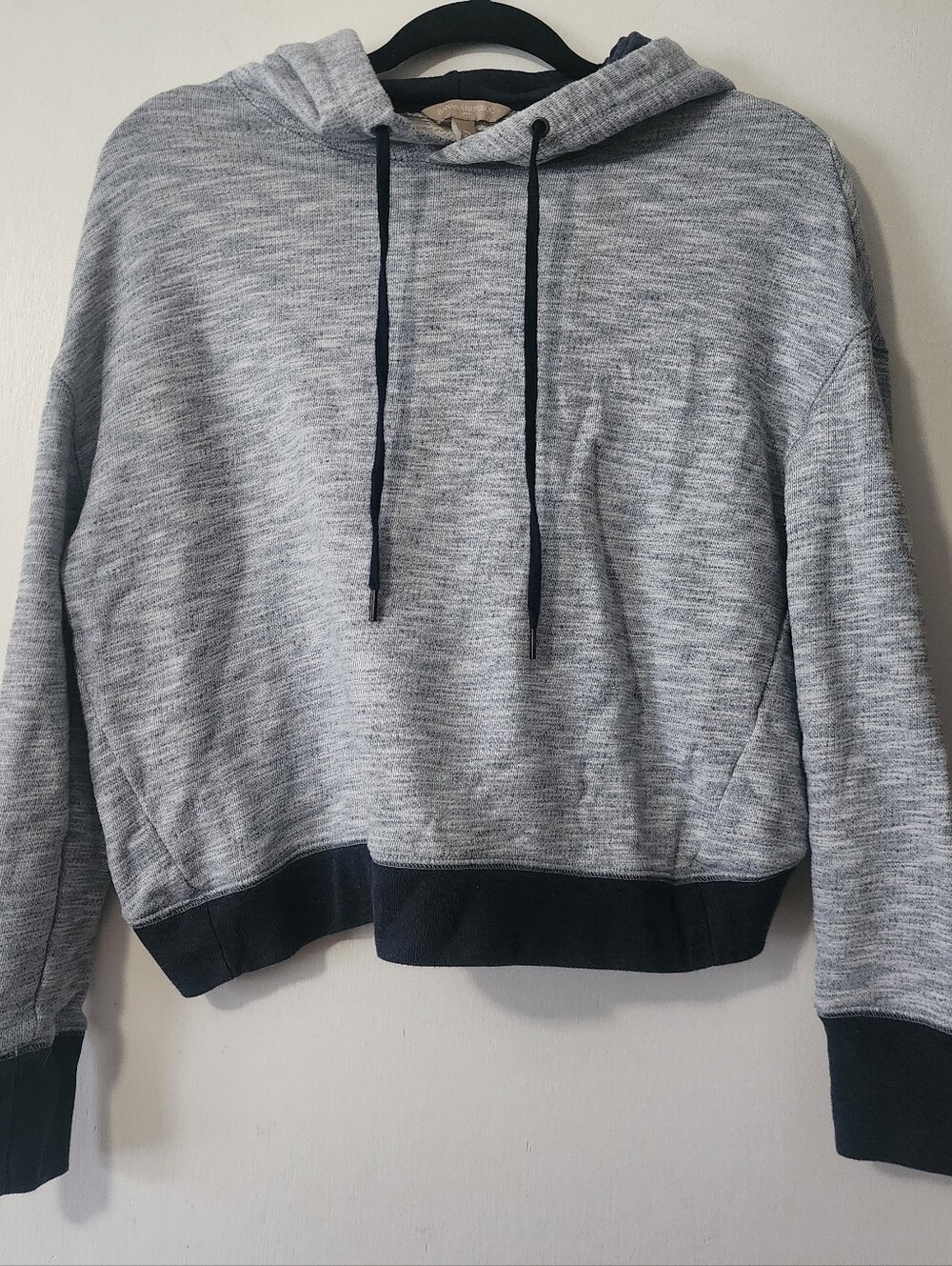 Banana Republic Womens XS Gray Blue Knit Pullover Hoodie Long Sleeve Open Back